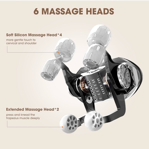 Neck and Shoulder Massager with Heat - Cream and Gray - Picture 3 of 8